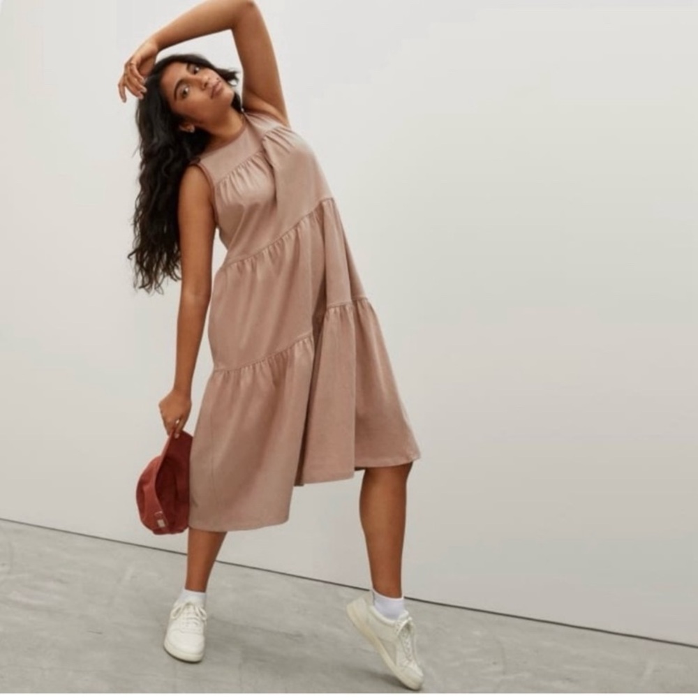 Everlane The Weekend Tiered Cotton Sleeveless Dress Size S